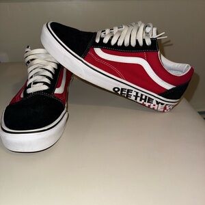 Vans Black and Red Low-Top Sneakers
